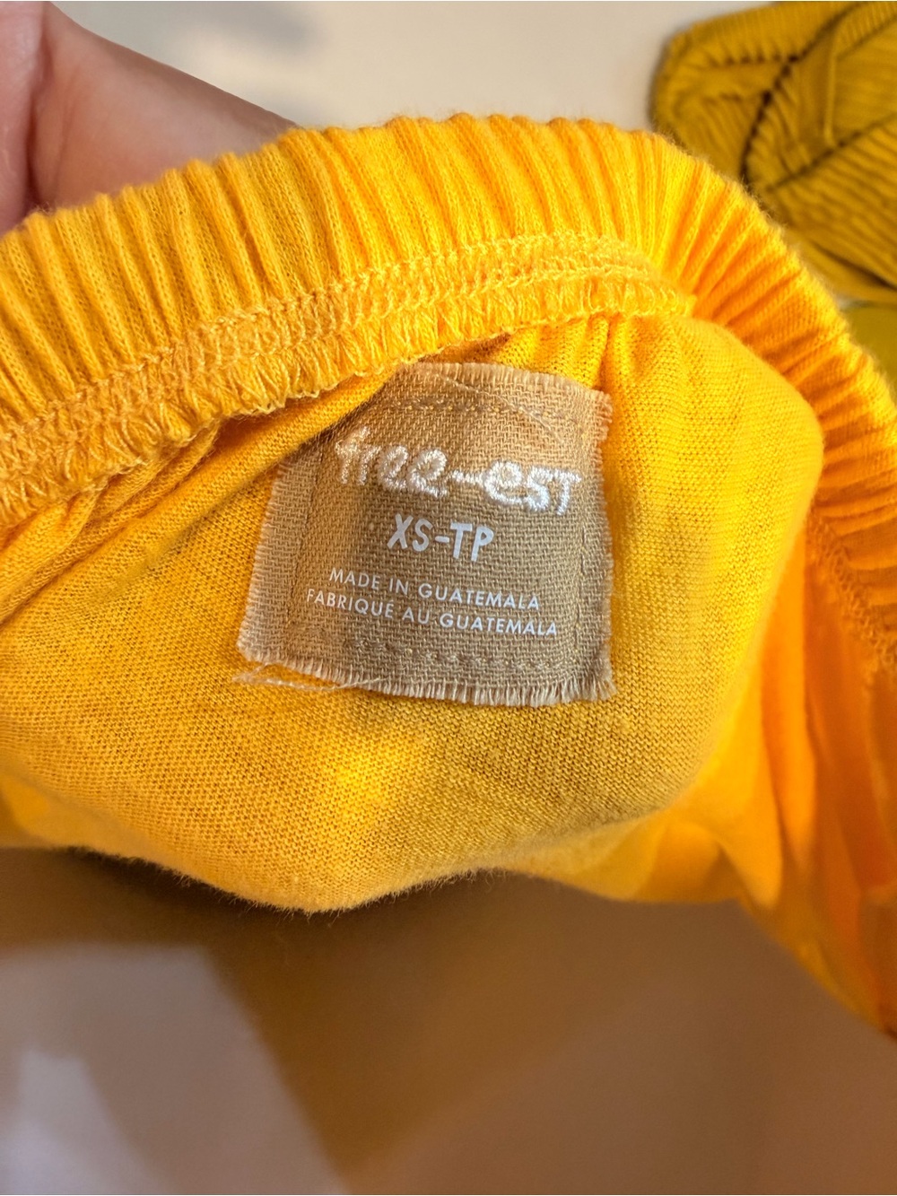 Free People Yellow Off-Shoulder Ruched Tank with Drawstring - Picture 3 of 4